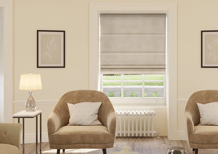 Florence Faux Suede, Light Tan - Motorised Roman Blind - Image 3